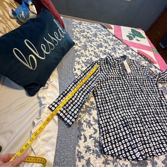 Chico's Blouse Navy & White Polka Dot Lorena Shirt Button Up 3/4 Sleeve Size L - Picture 12 of 12